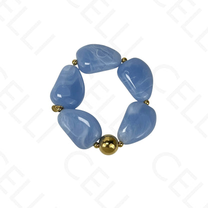 Steel necklace/bracelet - large resin beads (4 colors)