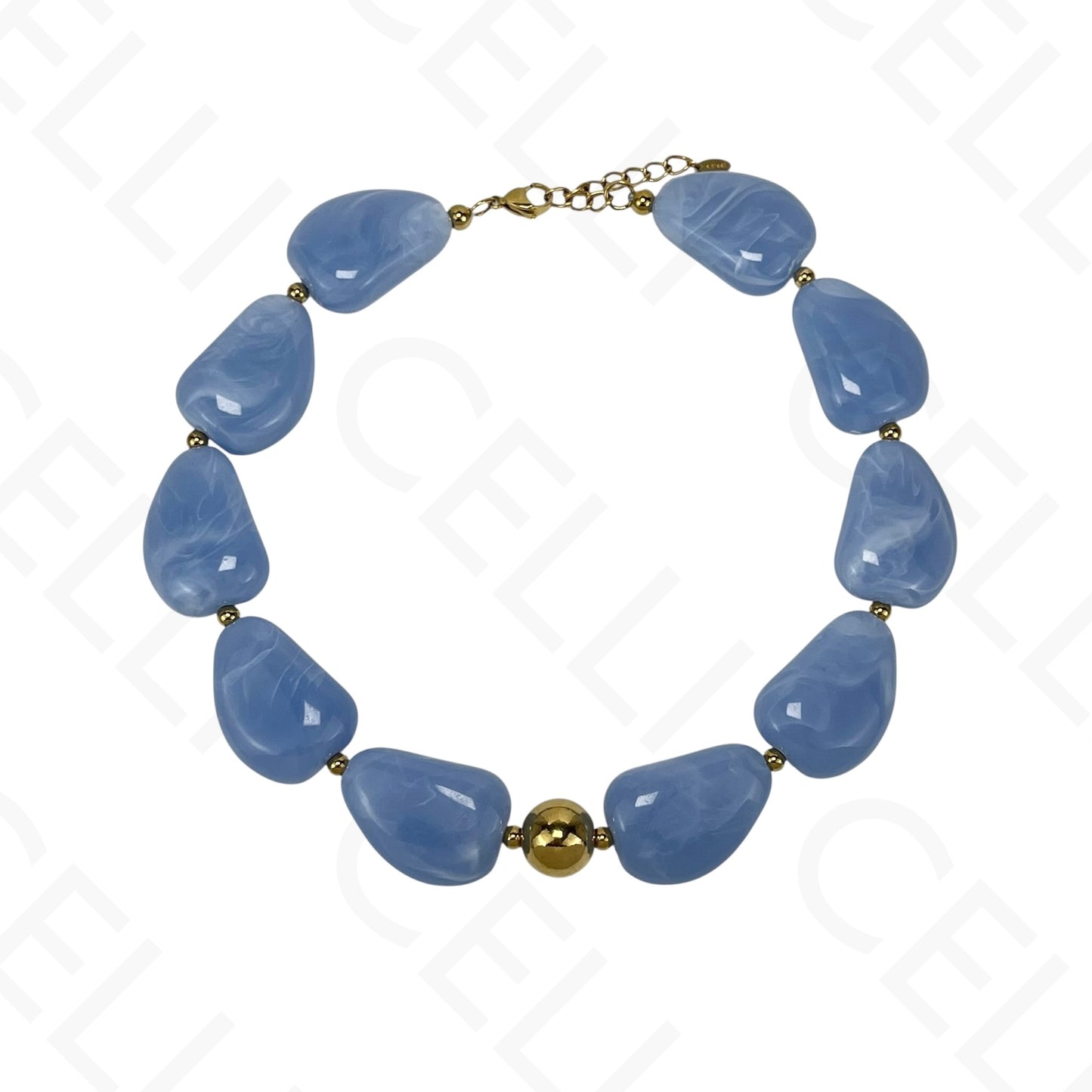 Steel necklace/bracelet - large resin beads (4 colors)
