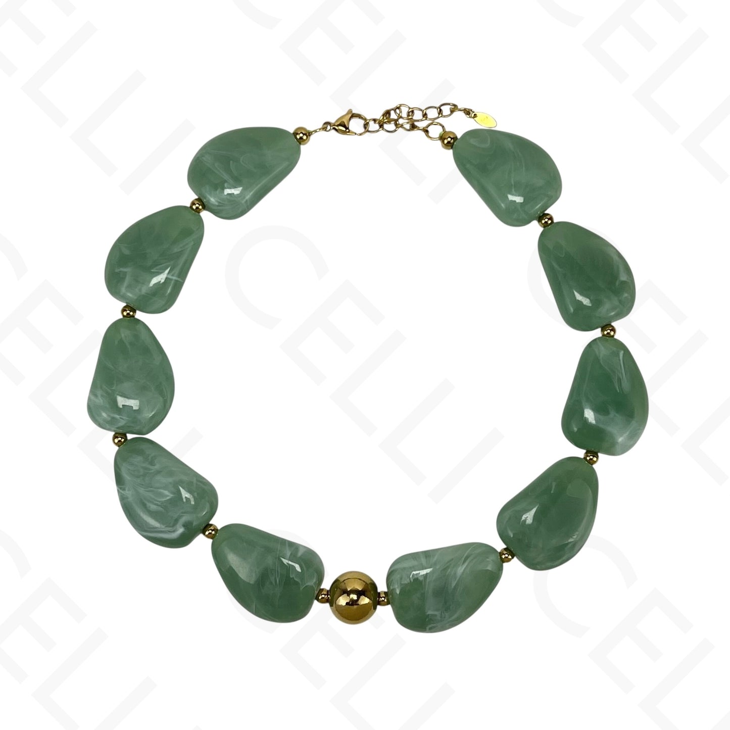 Steel necklace/bracelet - large resin beads (4 colors)