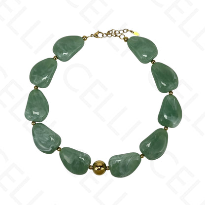 Steel necklace/bracelet - large resin beads (4 colors)