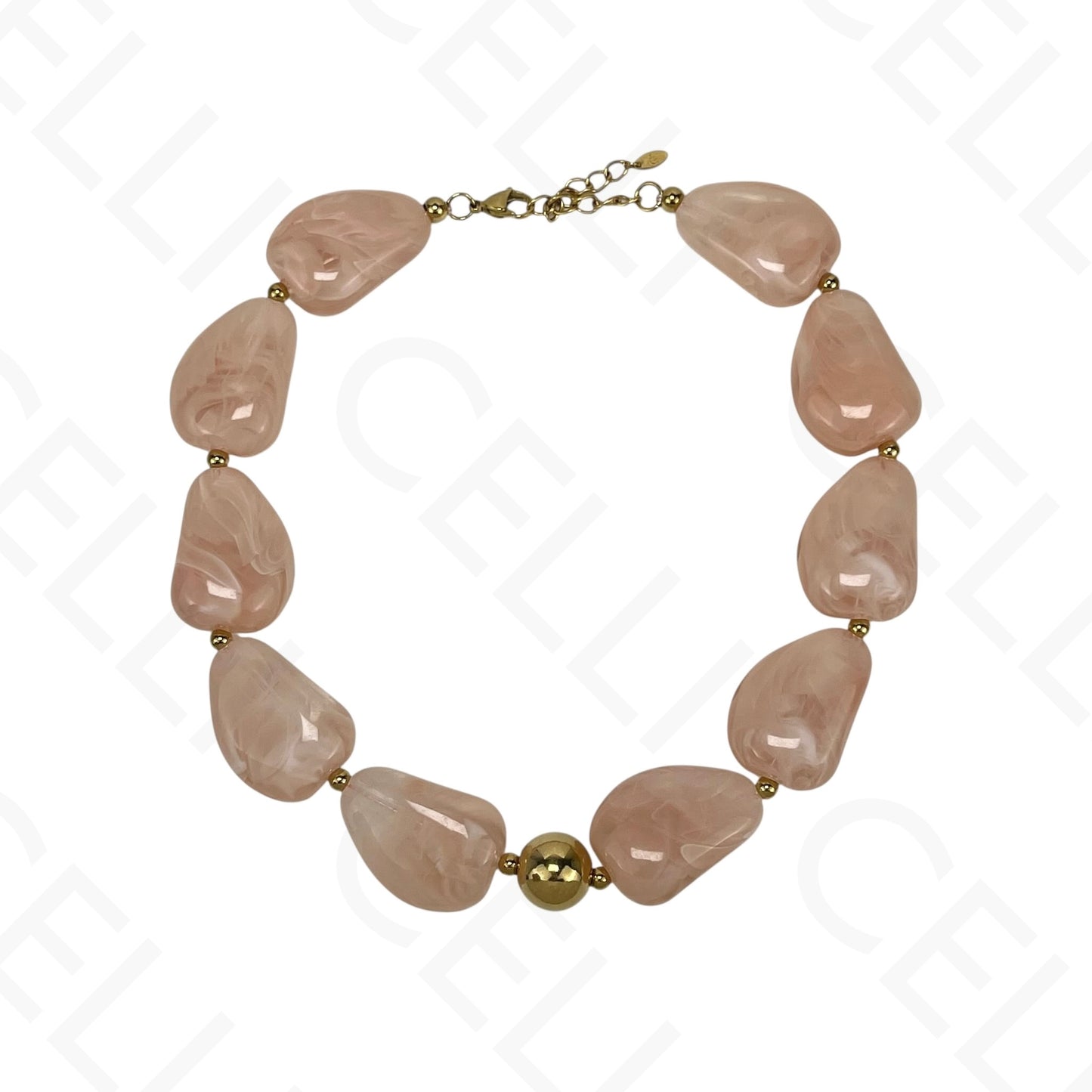 Steel necklace/bracelet - large resin beads (4 colors)