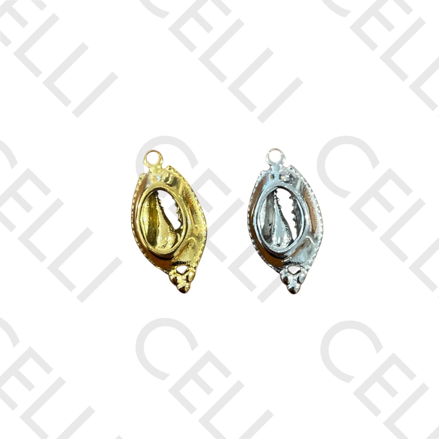 Medalha de Aço - buzio beijinho com duas argolas (2 und.)