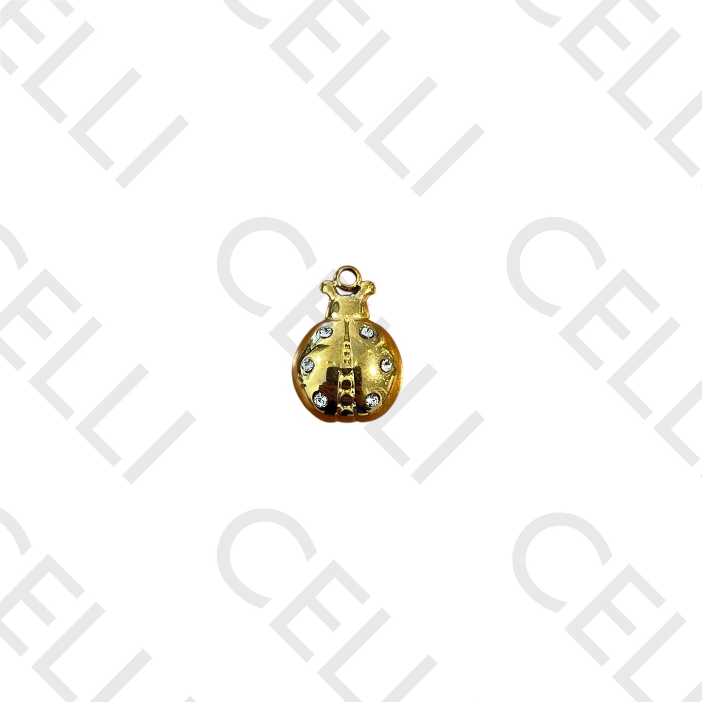 Medalha de Aço - joaninha com brilhantes (1 und.)