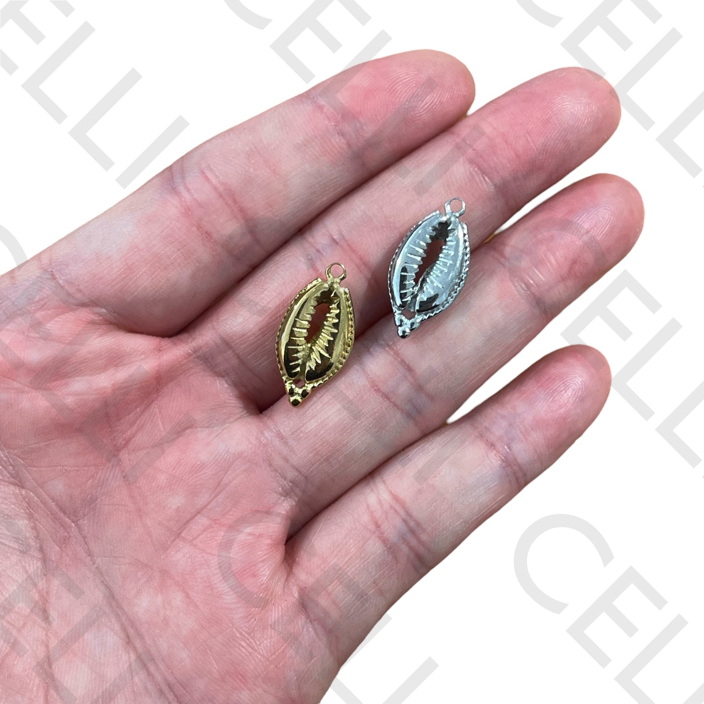 Medalha de Aço - buzio beijinho com duas argolas (2 und.)