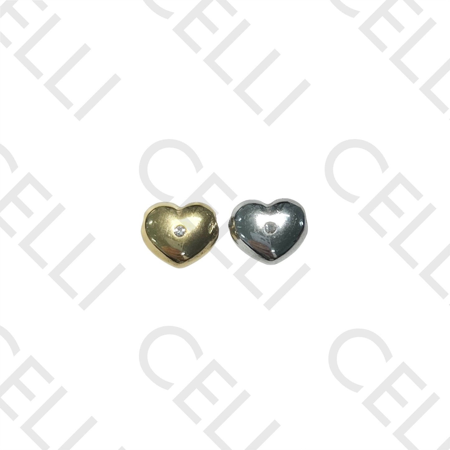 Medalha de Aço - coração entremeio com brilhante