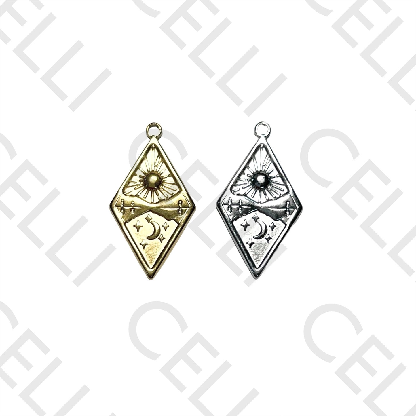 Medalha de Aço - losango com sol, lua e estrelas