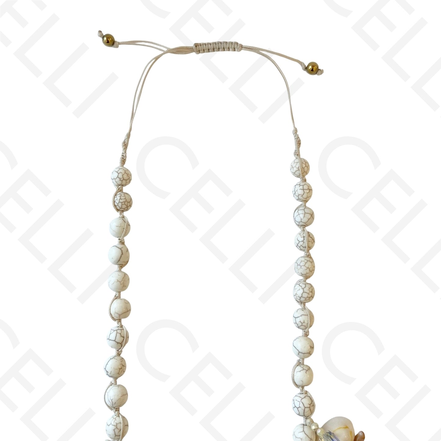 Colar de aço - ajustable de piedra natural y búzios