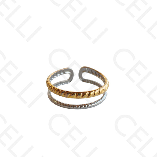 Adjustable Steel Ring - Double Bicolor