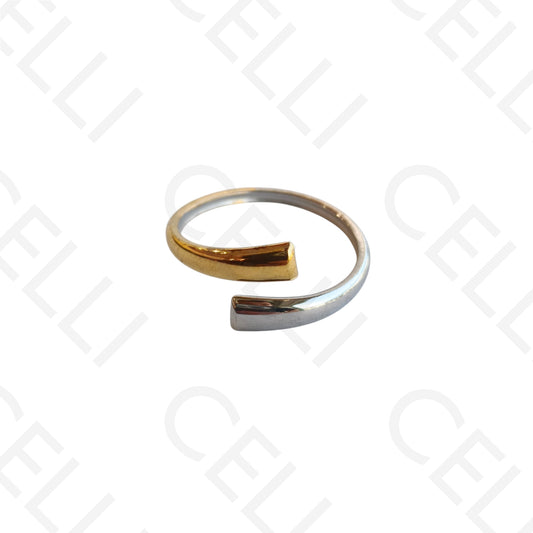 Adjustable Steel Ring - Bicolor Crossed