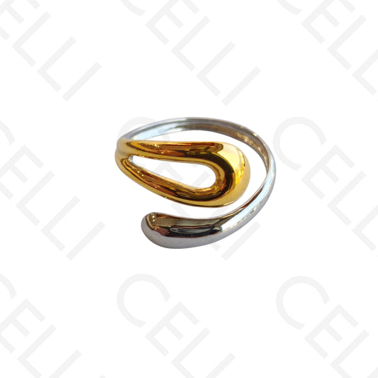 Adjustable Steel Ring - Bicolor Drop