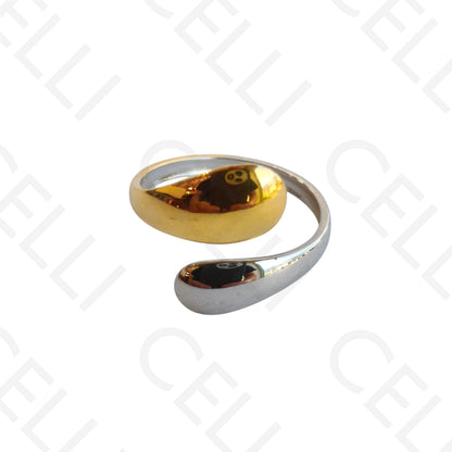 Adjustable Steel Ring - Bicolor Drop