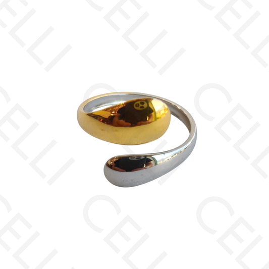 Adjustable Steel Ring - Bicolor Drop