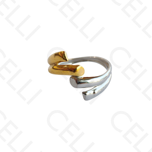 Adjustable Steel Ring - Bicolor Crossed