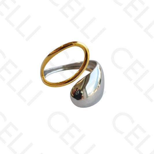 Adjustable Steel Ring - Bicolor Drop