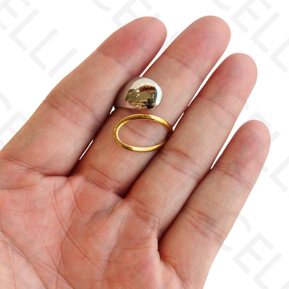 可调节钢戒 - 双色水滴