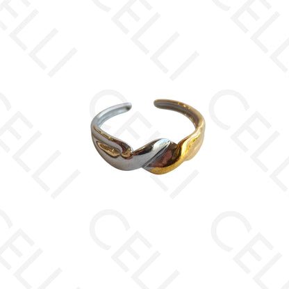 Anillo de Acero Ajustable - Bicolor Torcido