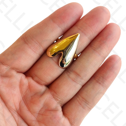 Anel de Aço Ajustável - Bicolor coração