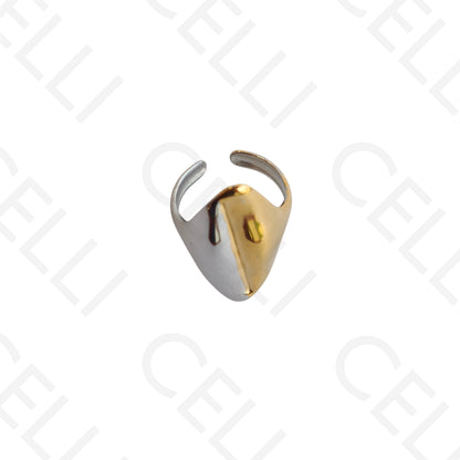 Anel de Aço Ajustável - Bicolor oval