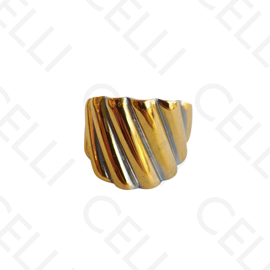 Adjustable Steel Ring - Bicolor Hammered