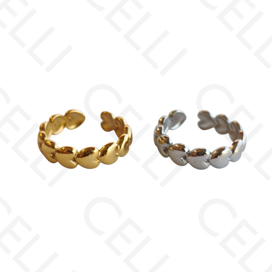 Adjustable Steel Ring - hearts