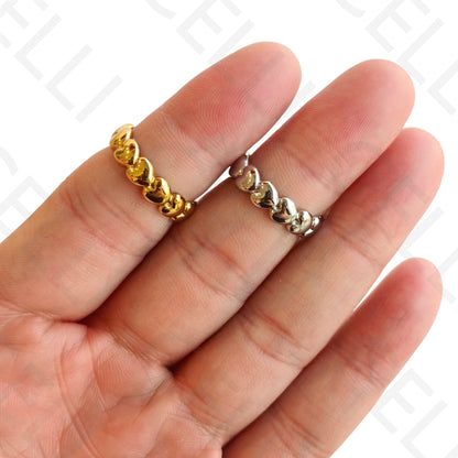 可调钢制戒指 - 心形