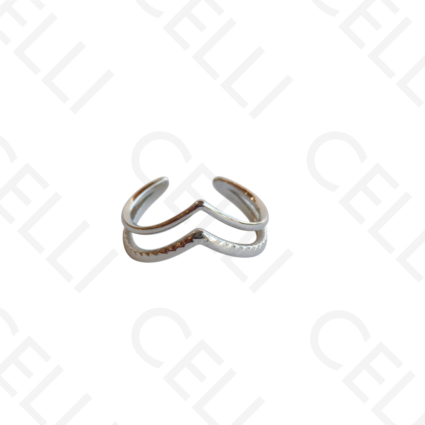 Anillo de Acero Ajustable - Doble V