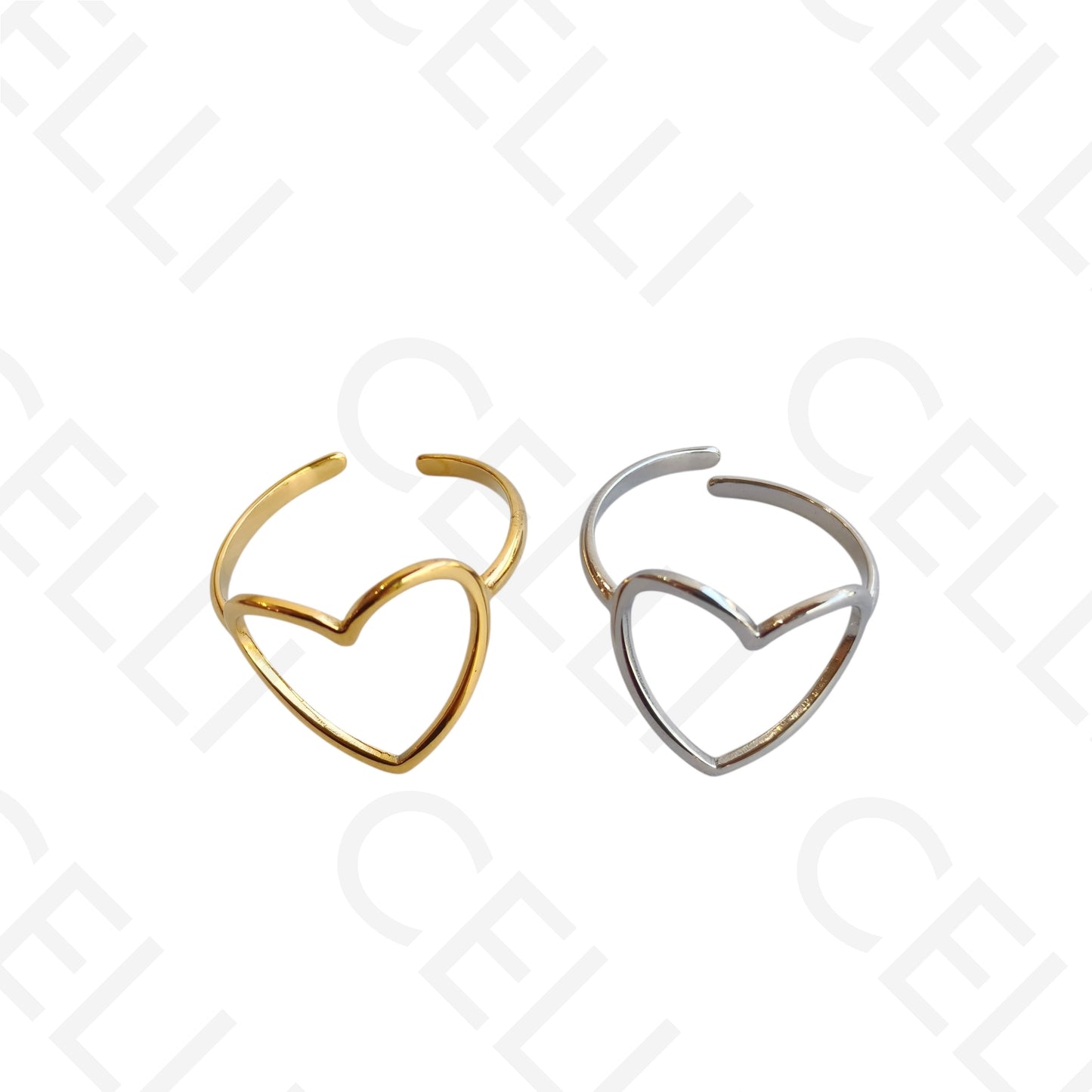 Anel de Aço Ajustável - coração