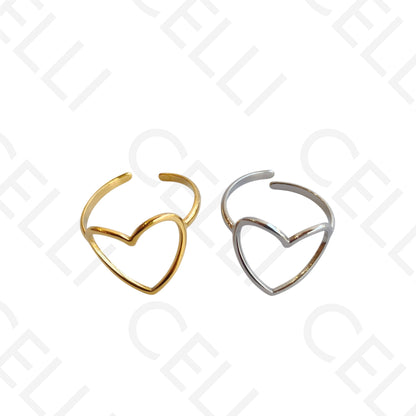 Anel de Aço Ajustável - coração