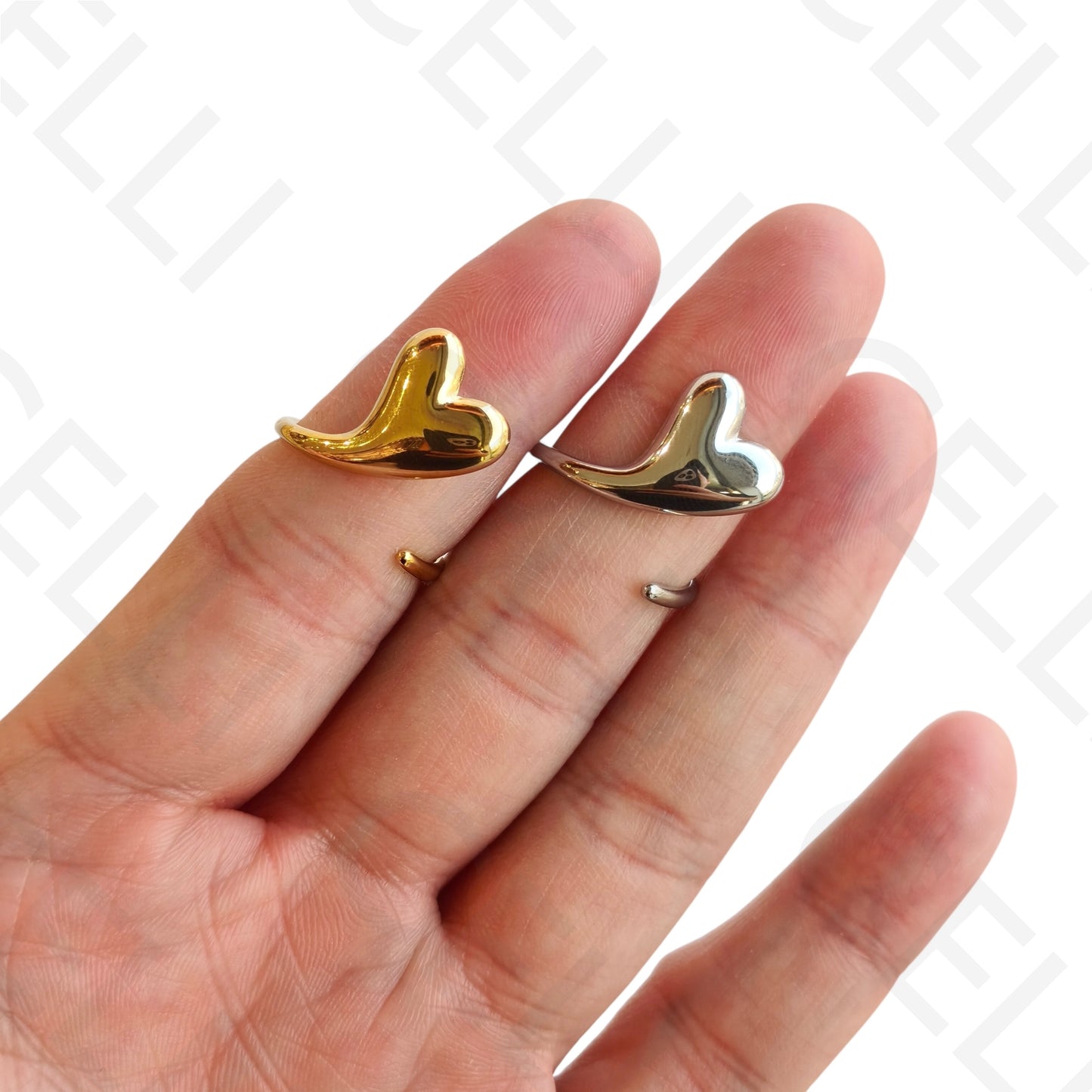 Anel de Aço Ajustável - coração