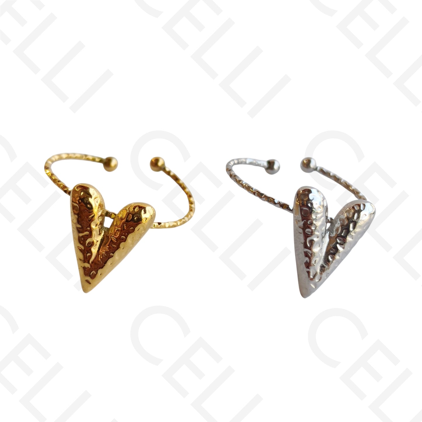 Anel de Aço Ajustável - coração