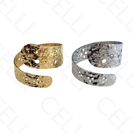 Steel Bracelet - Hammered with Holes