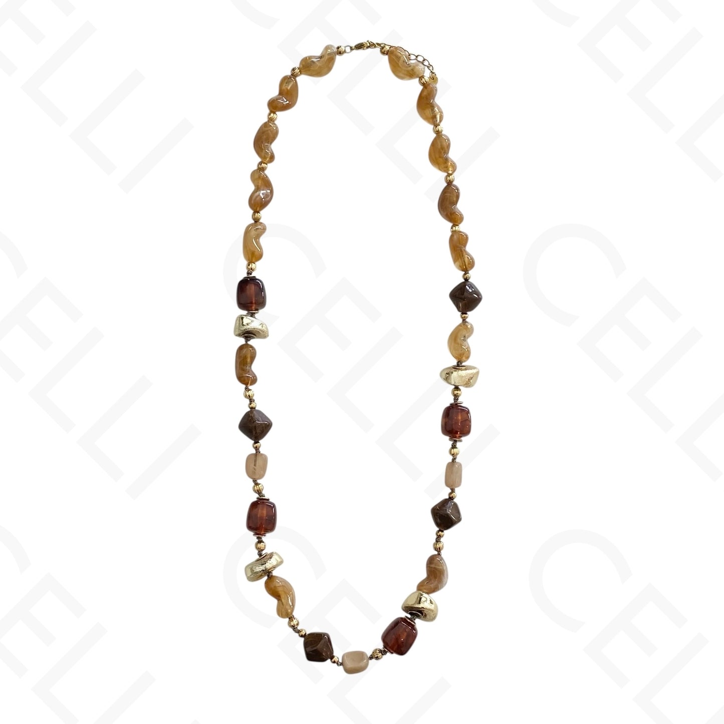 Colar de aço - contas de resina vários formatos