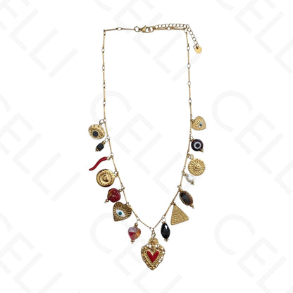Colar de aço - multi pendentes, sagrado coração