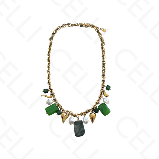 Collar de acero - piedras de colores, corazón