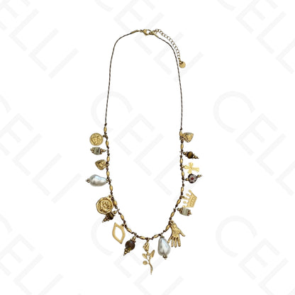 Steel necklace - colored stones, heart