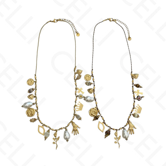 Collar de acero - piedras de colores, corazón