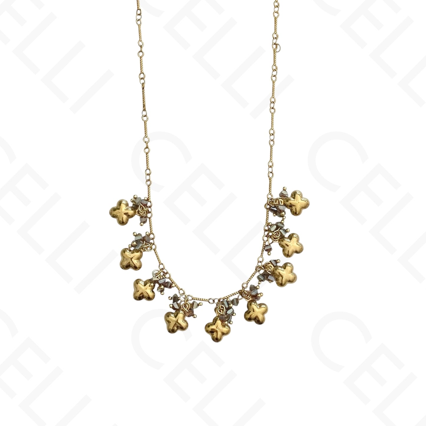 Steel necklace - colored stones, heart