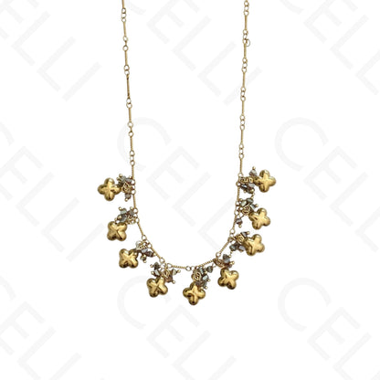 Steel necklace - colored stones, heart