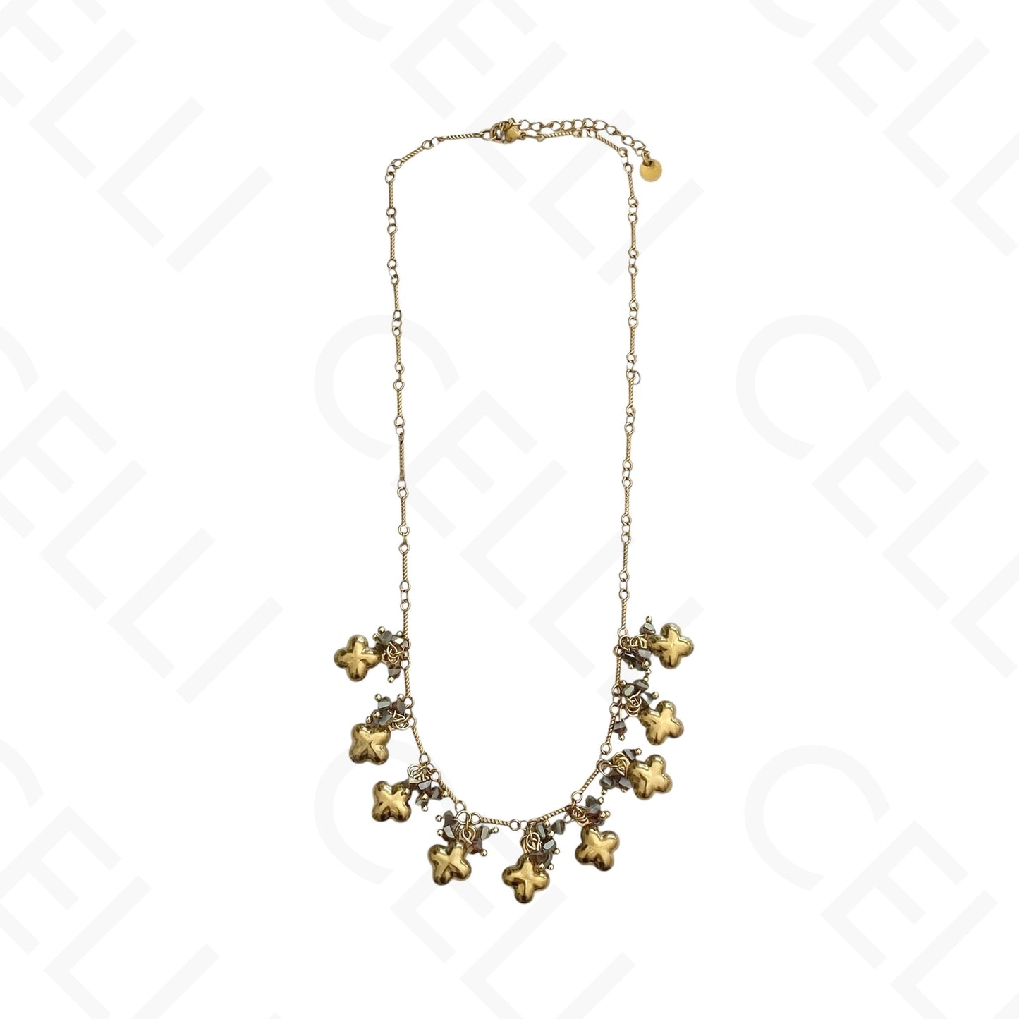 Steel necklace - colored stones, heart