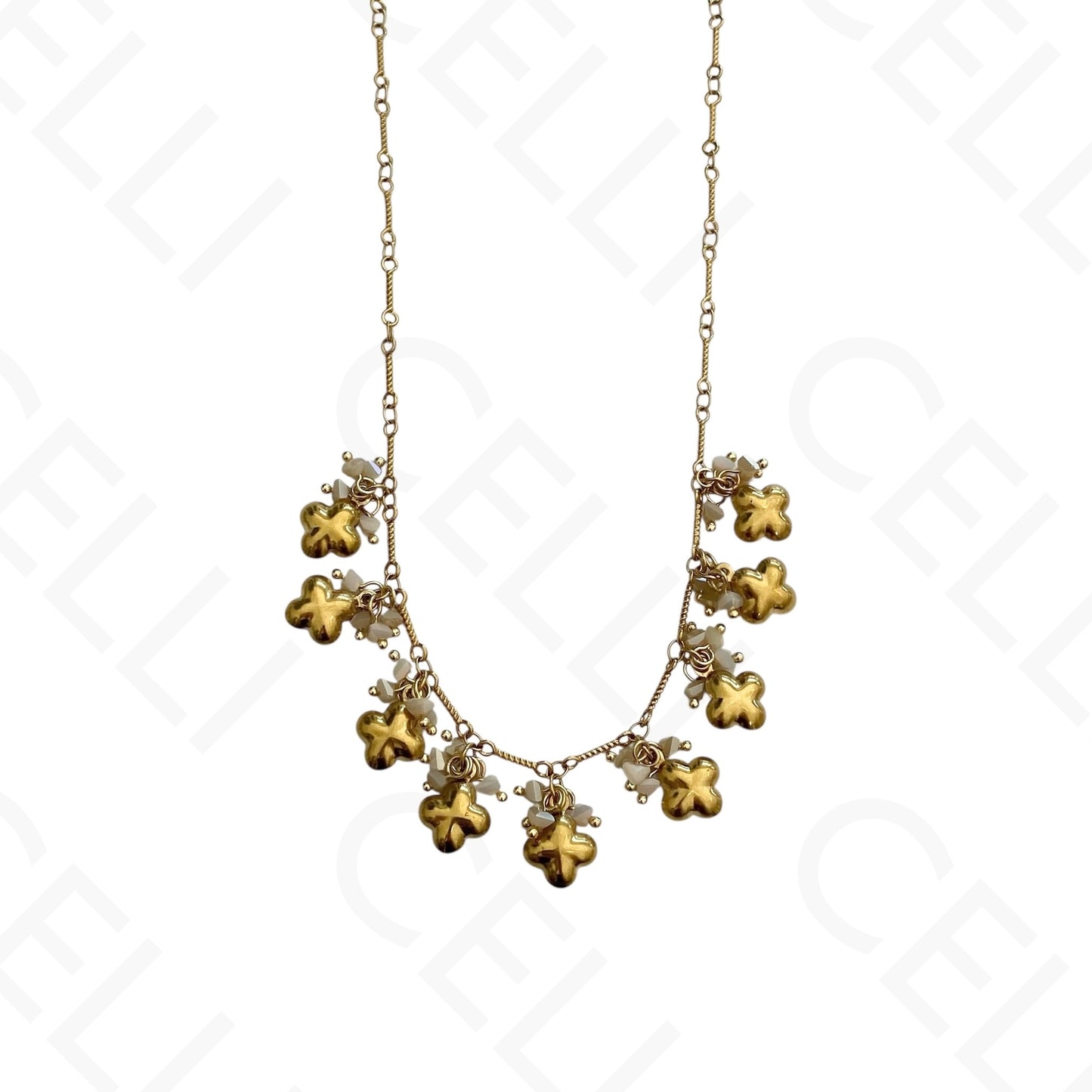 Steel necklace - colored stones, heart