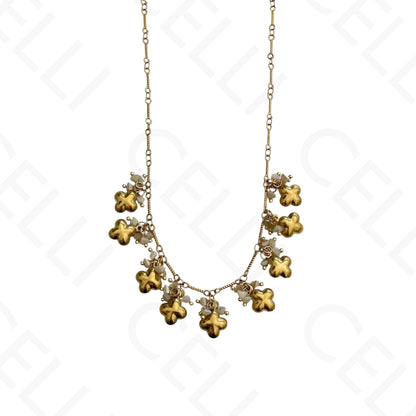 Steel necklace - colored stones, heart