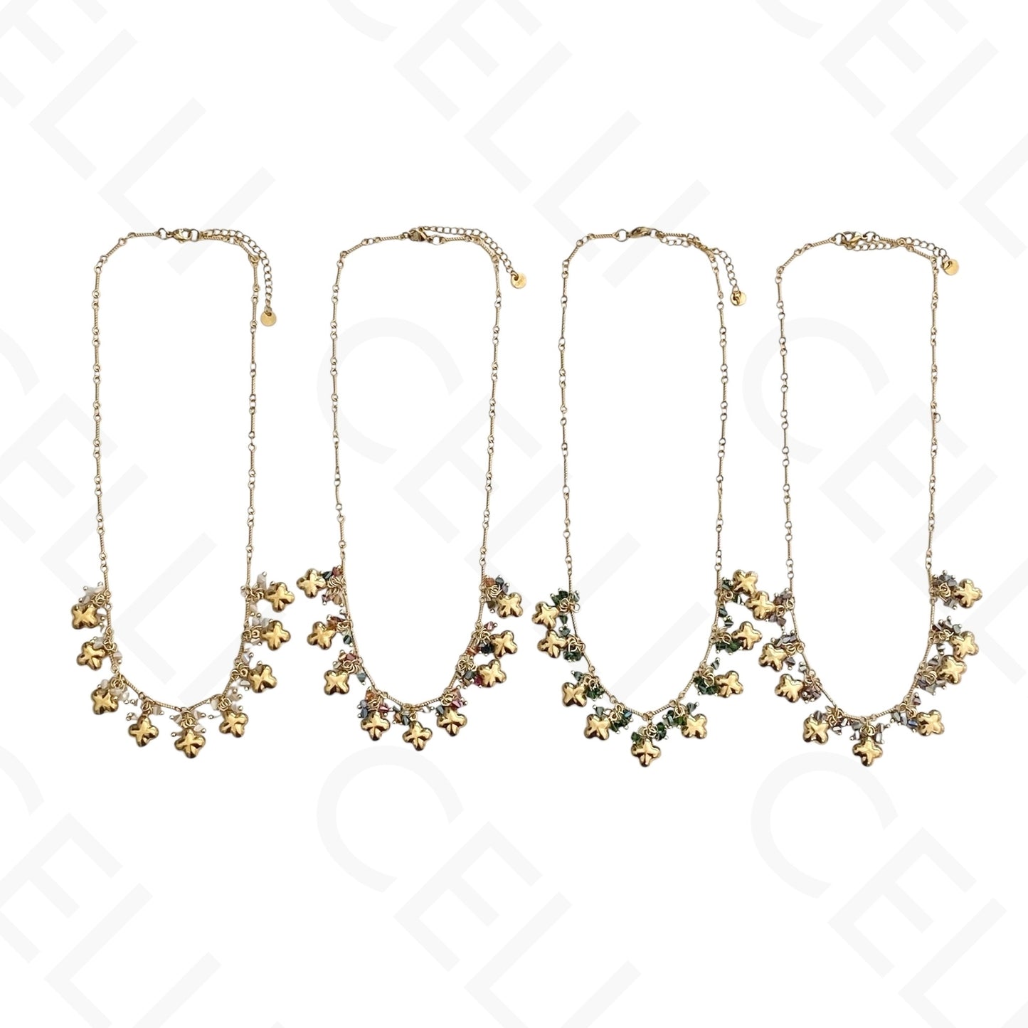 Steel necklace - colored stones, heart