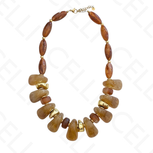 Colar de aço - contas de resina