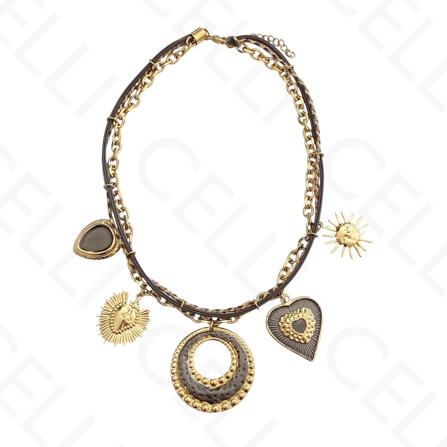 Colar de aço - multi fios com pendente pintado