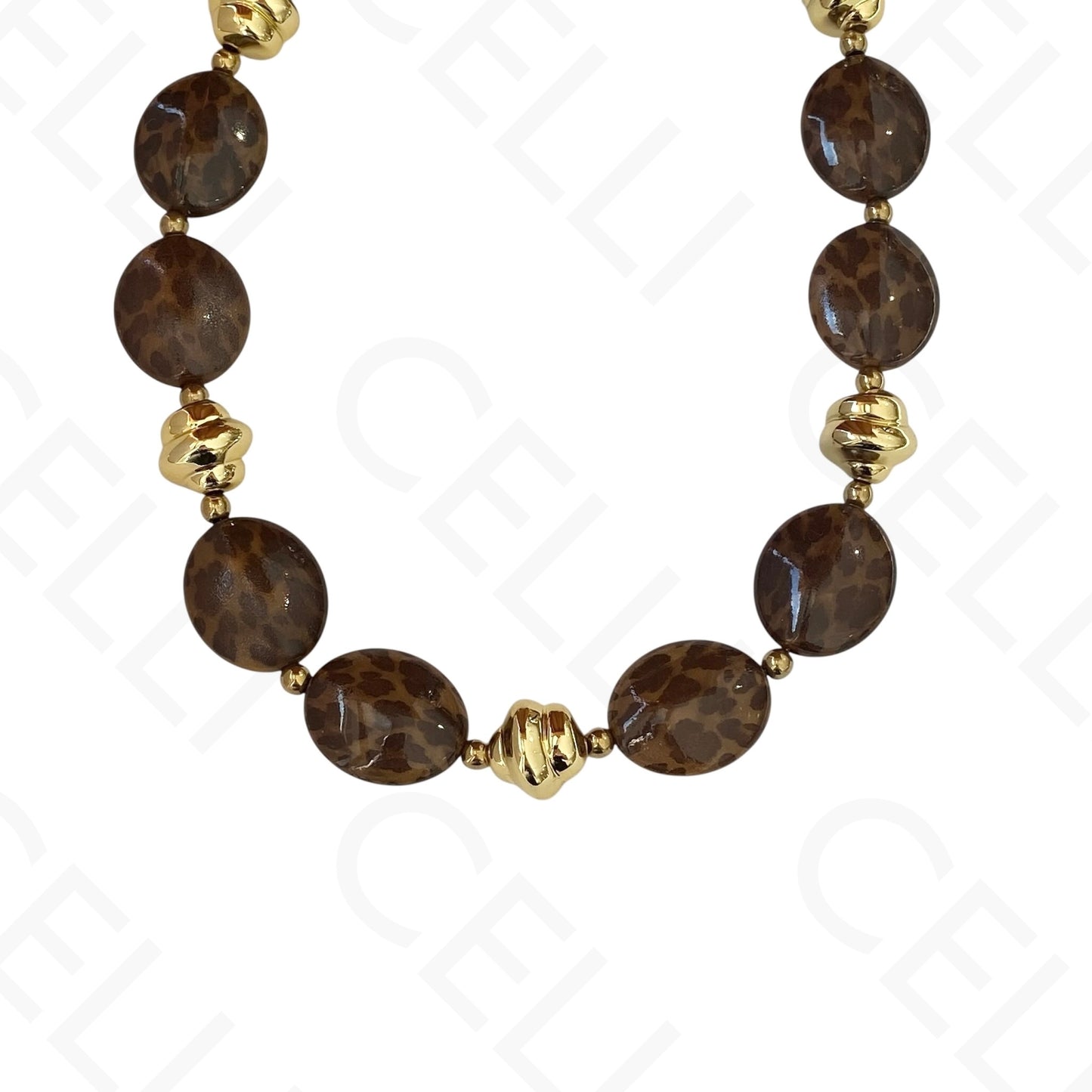Steel Necklace - Resin Beads with Tigress