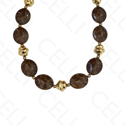Steel Necklace - Resin Beads with Tigress