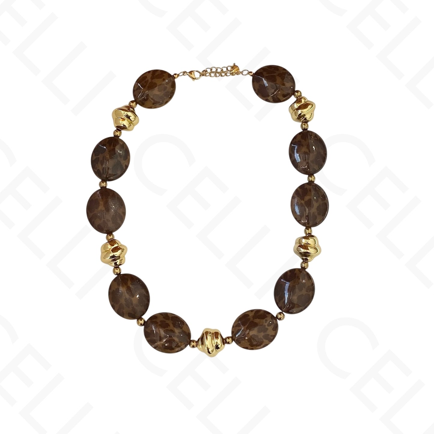 Steel Necklace - Resin Beads with Tigress