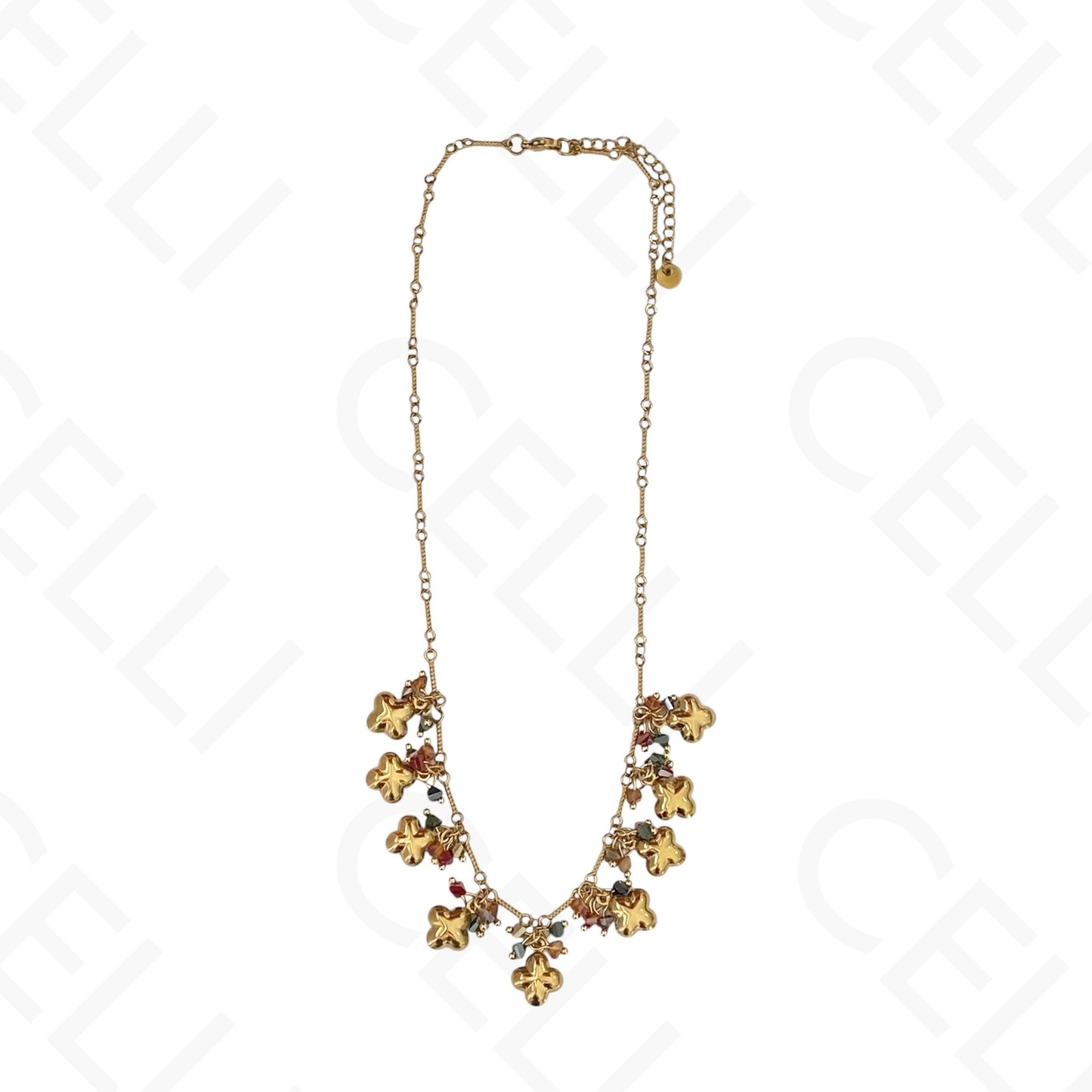 Steel necklace - colored stones, heart