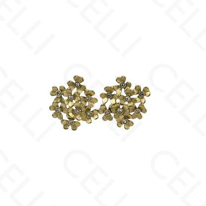 Brinco de aço - flor com brilhantes