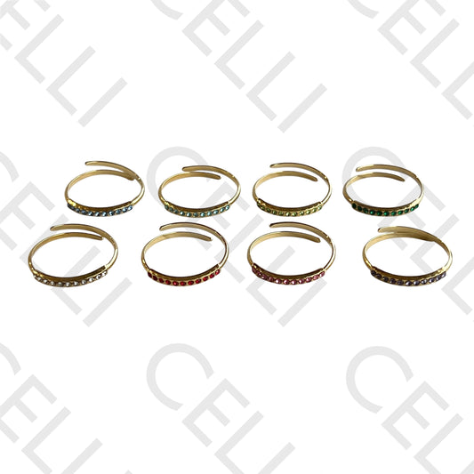 钢制戒指 - 彩色宝石线